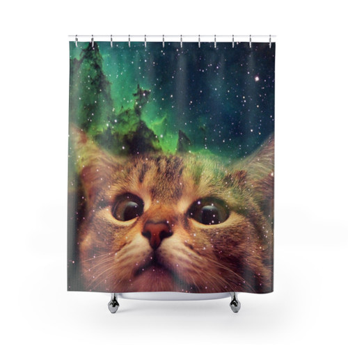 Space Cat DJ Shower Curtains