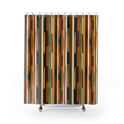 Earthy Toned Striped Shower Curtain