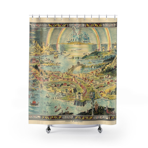 Vintage 1918 Fairyland Map Shower Curtain