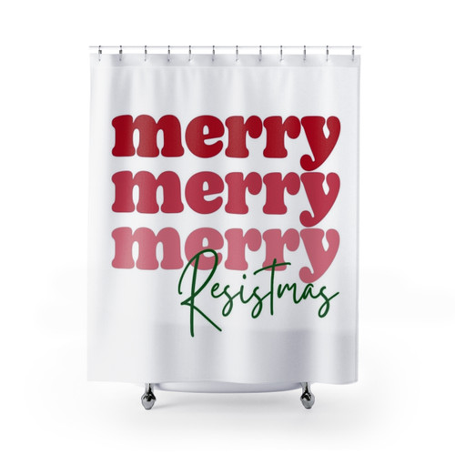 Feminist Christmas Shower Curtains - Merry Resistmas