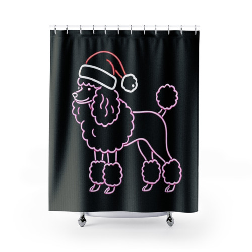 Festive Poodle Dog Lover Shower Curtains