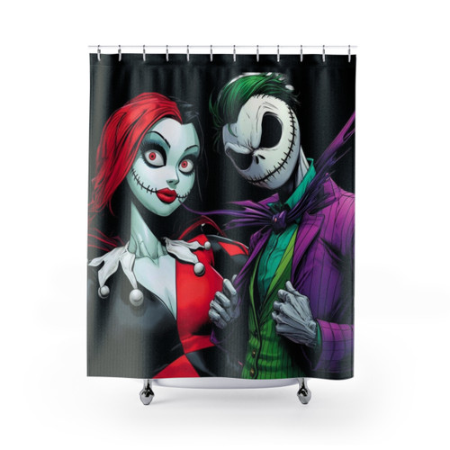 Sally Quinn & Joker Jack 1 Halloween Shower Curtains