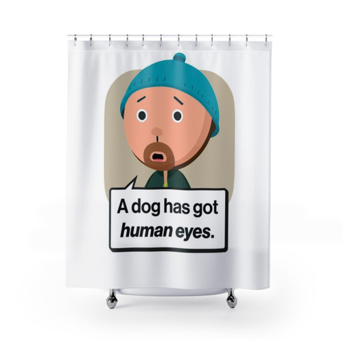 Karl Pilkington Shower Curtains with Funny Quote
