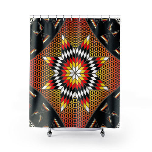 Native American Shower Curtains with Morning Star and Tipi Design