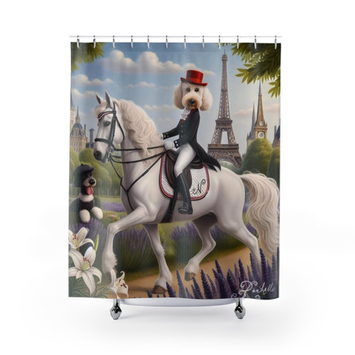 Labradoodle dog shower curtain