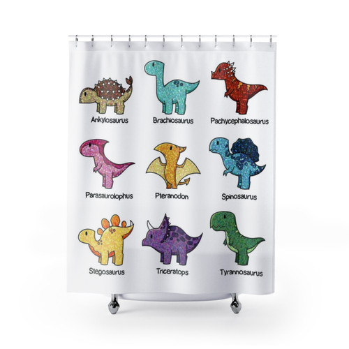 Dinosaur-Print Shower Curtains | Prehistoric Creature Bath Decor