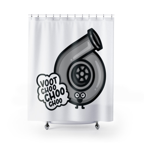 Turbo-inspired shower curtain for car enthusiasts