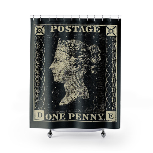 Penny Black Shower Curtains - Britain's First Postage Stamp