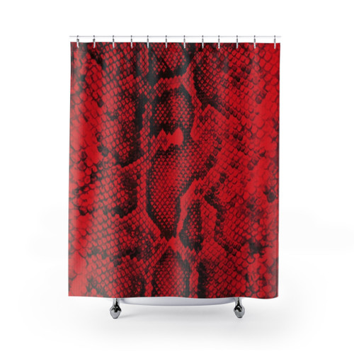 Red Snakeskin Shower Curtain - Trendy Animal Print Design