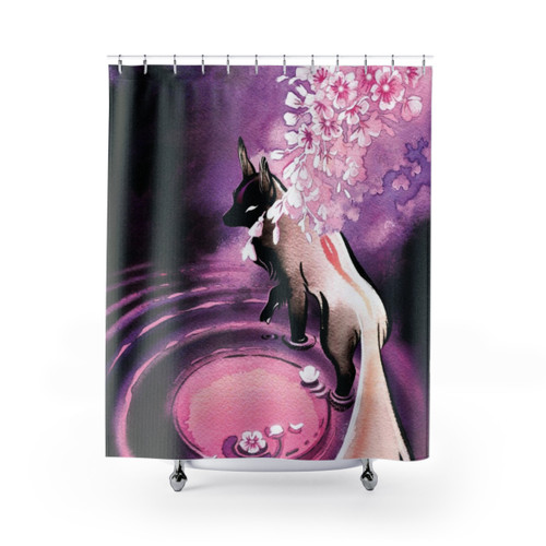 Sakura Blossom Fox Shower Curtain