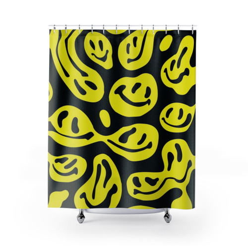 Bright Yellow Melted Smiley Faces Shower Curtain