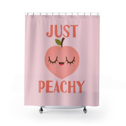 Peachy Shower Curtains with Cute Peach Illustration
