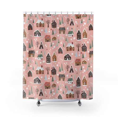 Whimsical Gingerbread Village Shower Curtains