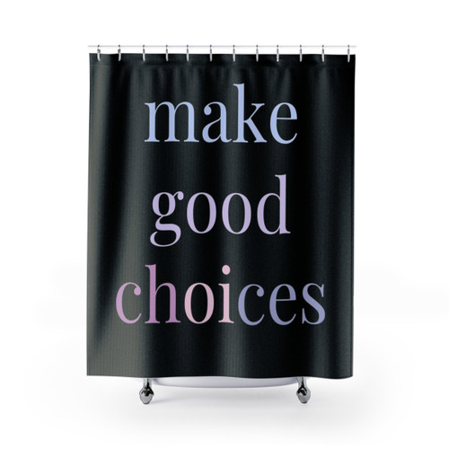 Pastel Print Shower Curtains with Motivational Phrases