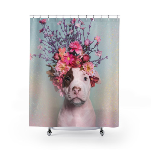 Flower Power Pitbull Shower Curtains