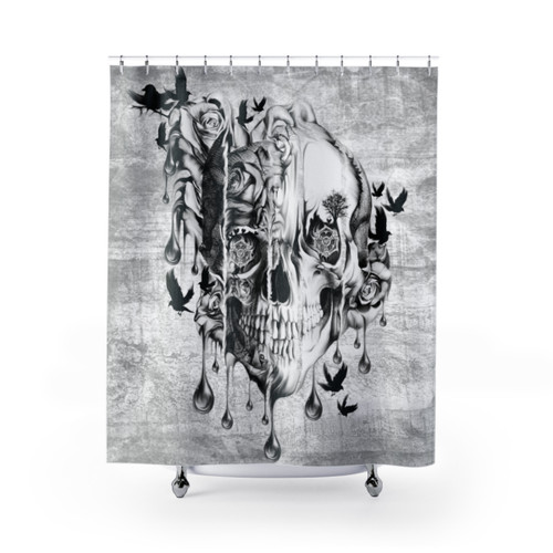 Goth Skull Melt Down Shower Curtain