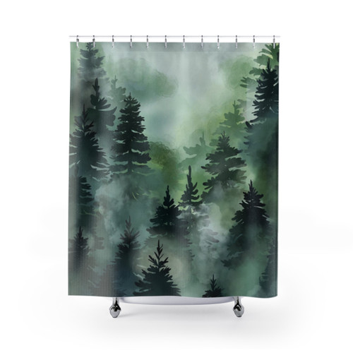 Foggy Forest Shower Curtains - Nature-Inspired Bath Decor