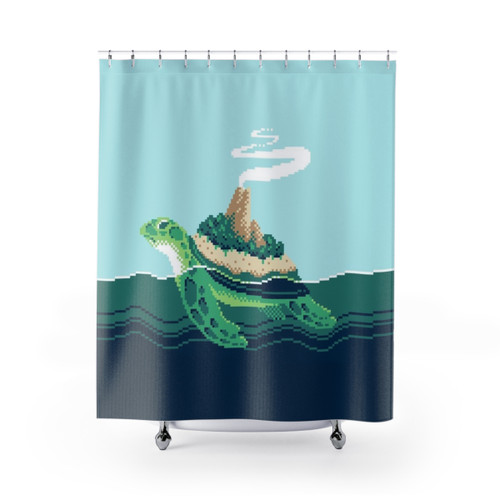 Gentle Sea Monster Pixel Shower Curtain