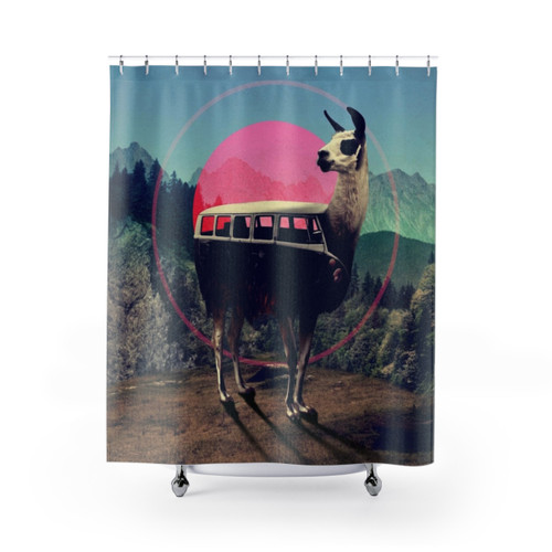 Llama Shower Curtain with Vibrant Patterns