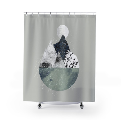 Scandinavian Winter Shower Curtains featuring a beautiful winter landscape