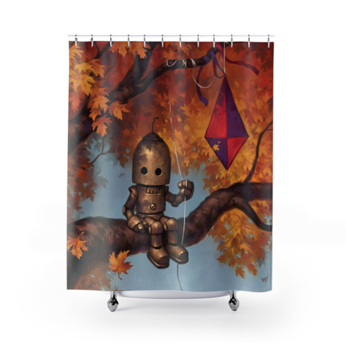 Autumn Leaf Robot Shower Curtains