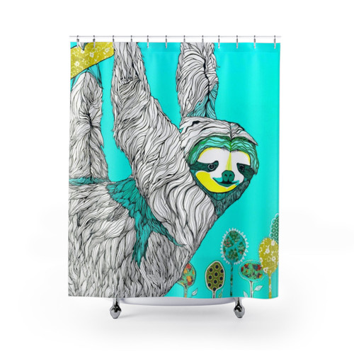 Vibrant Spring Sloth Shower Curtain