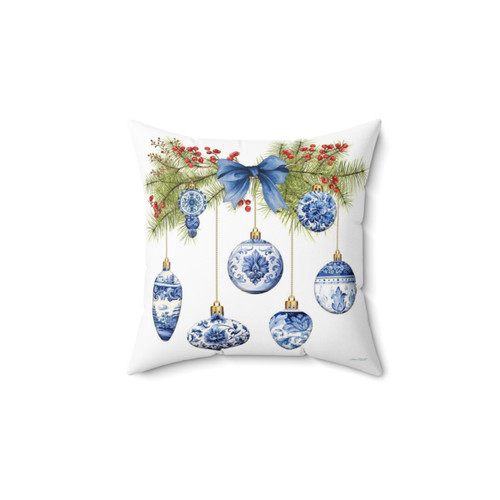 Blue Chinoiserie Christmas Pillow