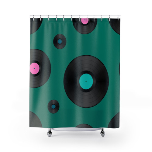 Retro Music Themed Shower Curtain