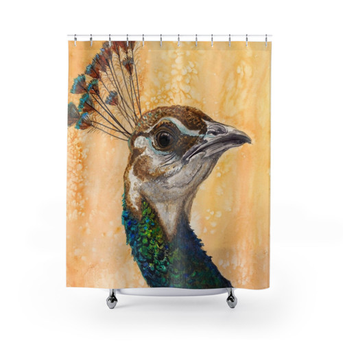 Peahen Shower Curtains - Watercolor Bird Artwork
