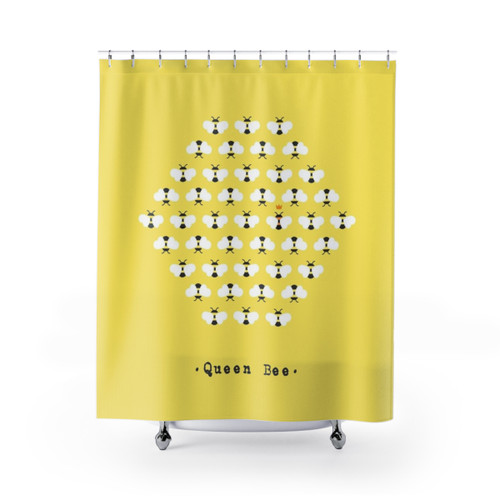 Queen Bee Shower Curtains with Vibrant Hive Pattern
