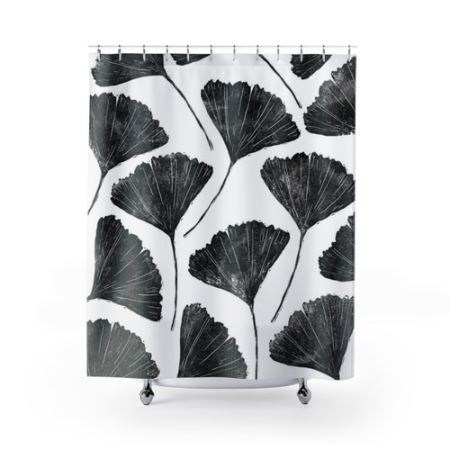 Ginkgo Leaf Pattern Shower Curtain - Nature Inspired Bathroom Decor