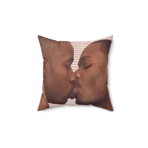 Inclusive Pride Throw Pillow Featuring Two Black Men Kissing