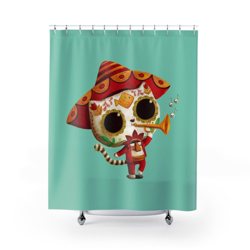Day of the Dead Cat Shower Curtains