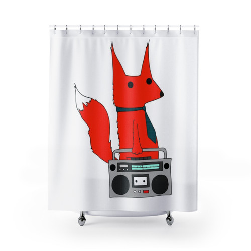 Adorable music fox shower curtain