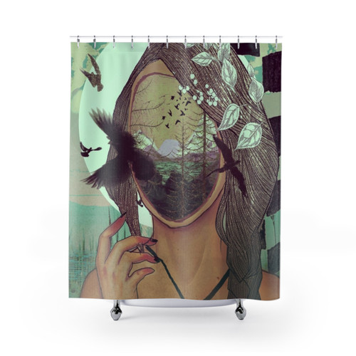 Surreal MOOD Shower Curtains featuring abstract, surrealistic designs