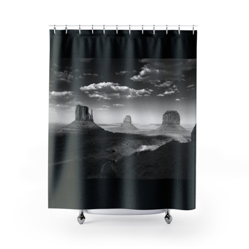Monument Valley Black and White Landscape Photography Shower Curtain