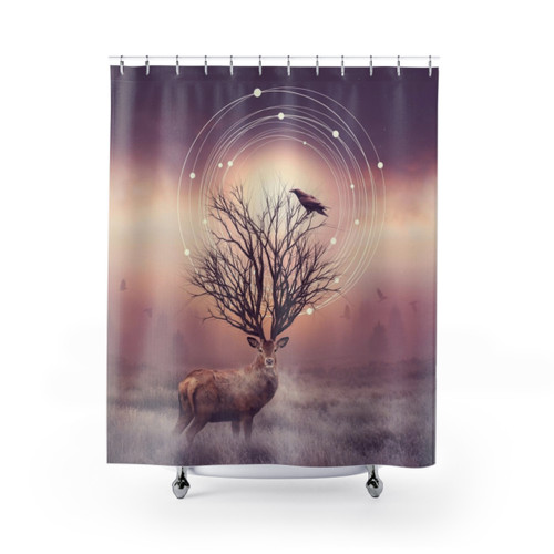 In the Stillness Shower Curtains - Nature-Inspired Design