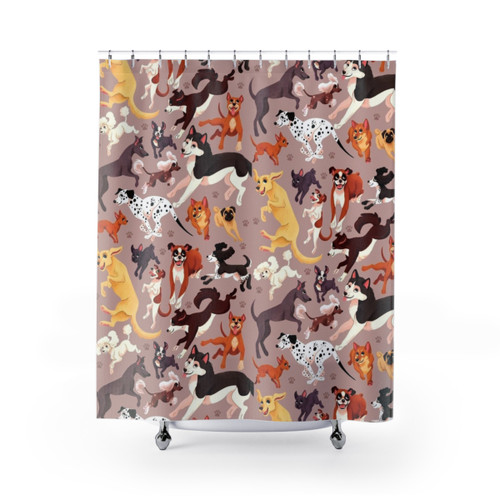 Dog Breed Pattern Illustration Shower Curtains