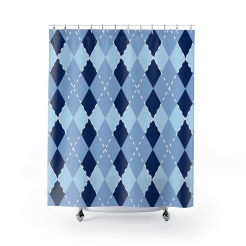 Blue Argyle Shower Curtains