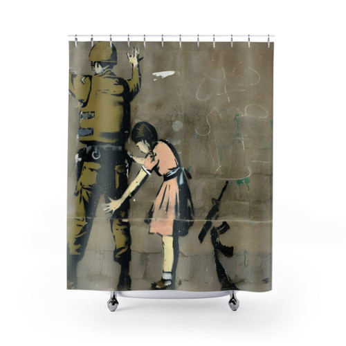Banksy Inspired Shower Curtain for Unique Bathroom Decor