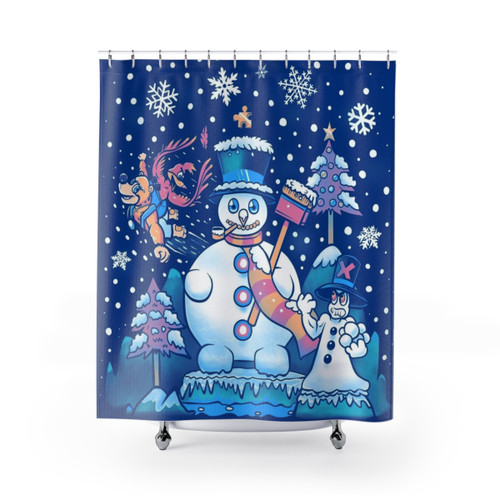 Freezy Winterland Shower Curtains - Christmas-Themed Video Game Decor