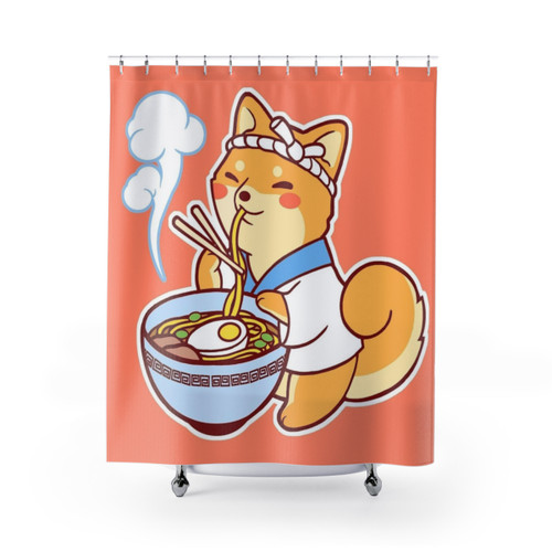 Ramen Shiba Inu Shower Curtain - Kawaii Japanese Dog Design