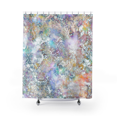 Colorful nature-inspired shower curtain
