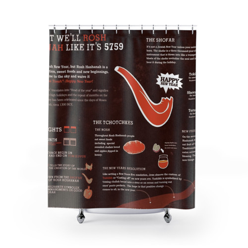 Rosh Hashana Shower Curtain - Jewish Holiday Infographic