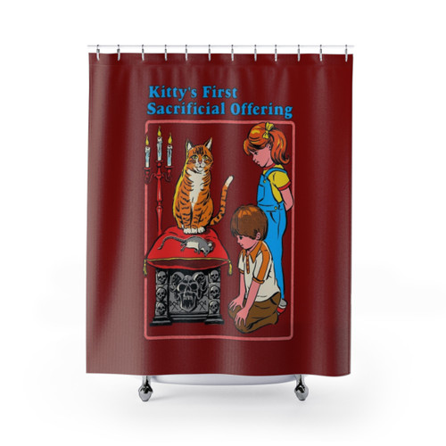 Retro Kitty-Themed Shower Curtain