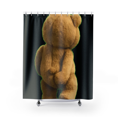 Teddy Bear Shower Curtain with Scratching Design