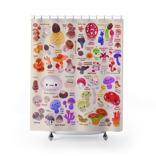 Mushroom Light Shower Curtains for Goblincore Bathroom Decor