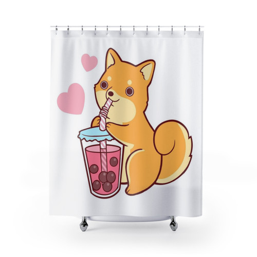 Shiba Inu Bubble Tea Shower Curtains