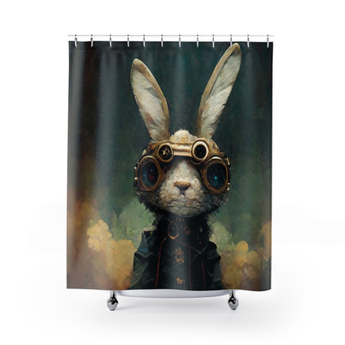 Steampunk Rabbit Shower Curtain - Quirky Bathroom Decor