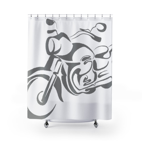 Motorcycle themed shower curtain
